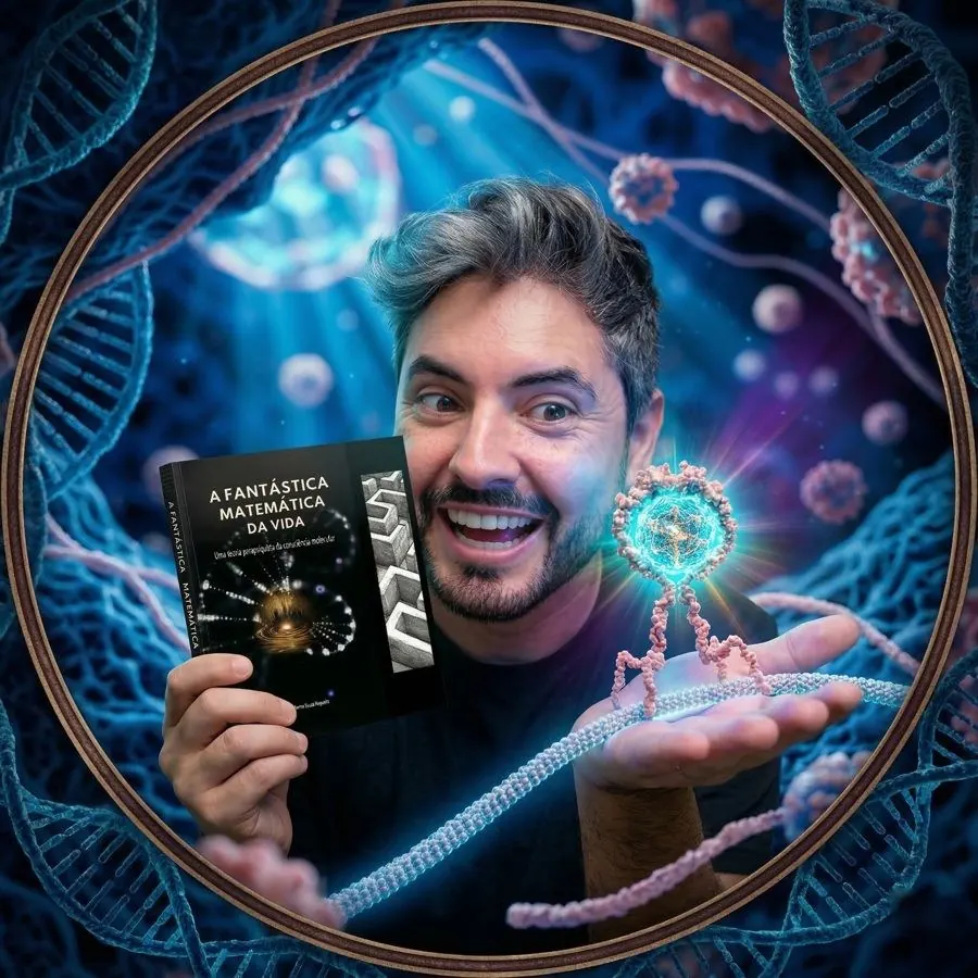 Samuel segurando A Fantástica Matemática da Vida